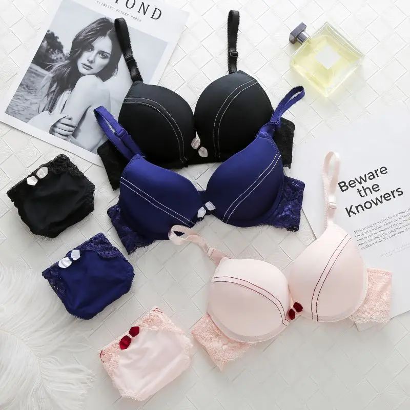

New Women Sexy Lingerie Bra Set Girl Striped Push Up Padded Ladies Fashion Underwear Set Brief Sets