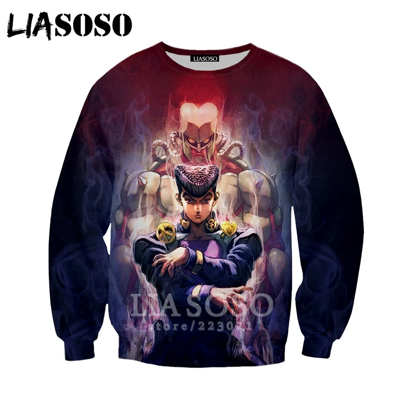 2 LIASOSO Осень для мужчин женщин Kujo Jotaro толстовки 3D принт аниме JoJo Необычные Приключения толстовка хип хоп Топ пуловер B051-04 - Цвет: 2