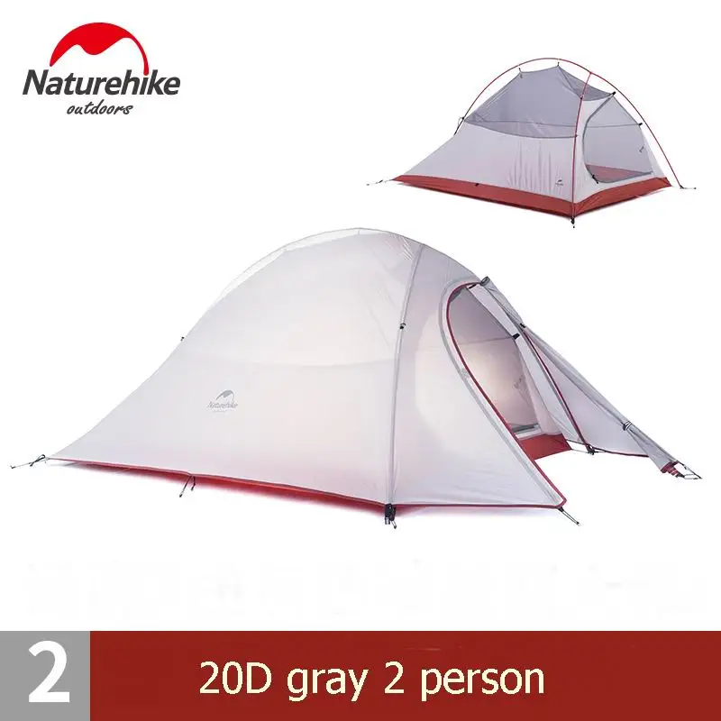 20D gray 2person old Naturrehike CloudUP2 обновление 2 человек силиконовое покрытие двойной слой водонепроницаемый палатка портативный горный Сверхлегкий палатки PU4000 - Цвет: 20D gray 2person old