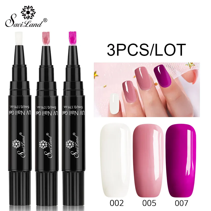 002 n 005 n 007 Saviland 3 шт./лот гель лак для ногтей ручка блеск 3 в 1 один шаг 60 цветов гель для ногтей маникюр гибридный УФ-гель лак для нейл-арта инструменты - Цвет: 002 n 005 n 007