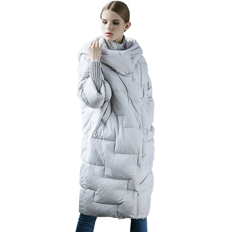 Модная теплая водонепроницаемая куртка с капюшоном на белом утином пуху парка