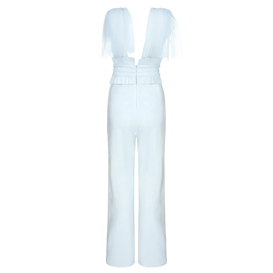 Дизайнерский сексуальный сетчатый бандажный комбинезон из искусственной кожи с