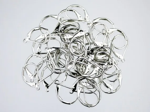 Rhodium 200 шт. 18k Золото/Серебро leverback earwire Медь 10X16 мм - Цвет: Rhodium