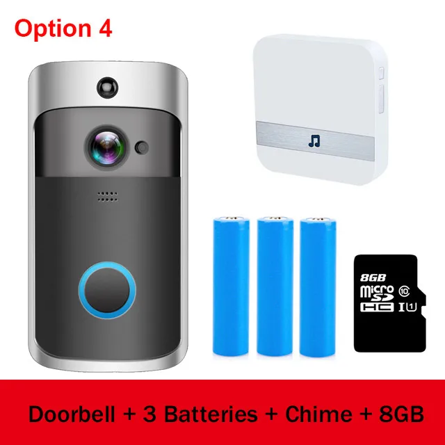 Option 4 Умный IP видеодомофон Wi-Fi видео 720P кольцевой телефон дверной Звонок камера wifi дверной Звонок камера домашняя сигнализация беспроводная камера безопасности - Цвет: Option 4