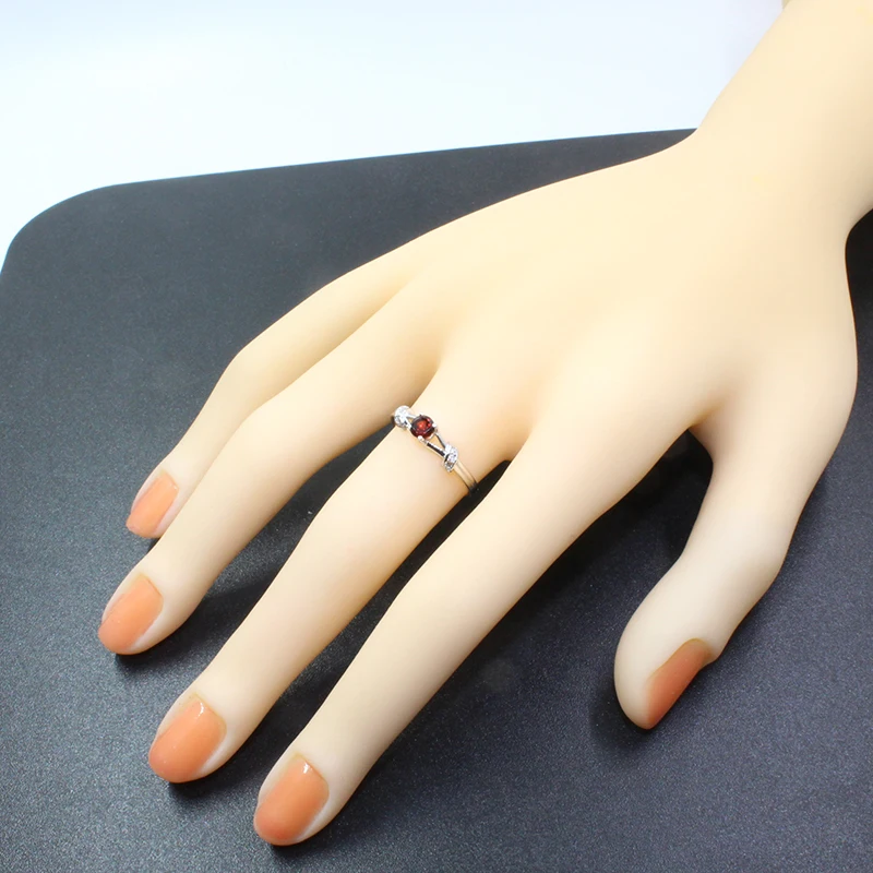 Элегантное серебряное кольцо с драгоценными камнями 4 мм натуральное винно