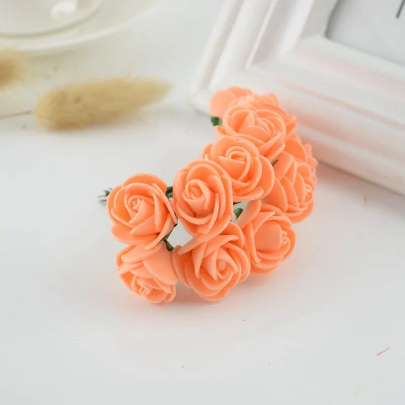 orange 144 шт., искусственные цветы для дома, свадьбы, украшение автомобиля, помпон для гирлянды «сделай сам», свадебный цветок, искусственные цветы, мини-пенные искусственные розы - Цвет: orange