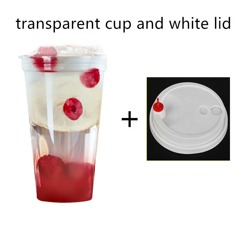 cup and lid 50 шт. 90 калибра одноразовые пластиковые чашки для чая и молока, Высокие Прозрачные pp инъекции толстые напиток сок на вынос упаковочные чашки с крышкой - Цвет: cup and lid