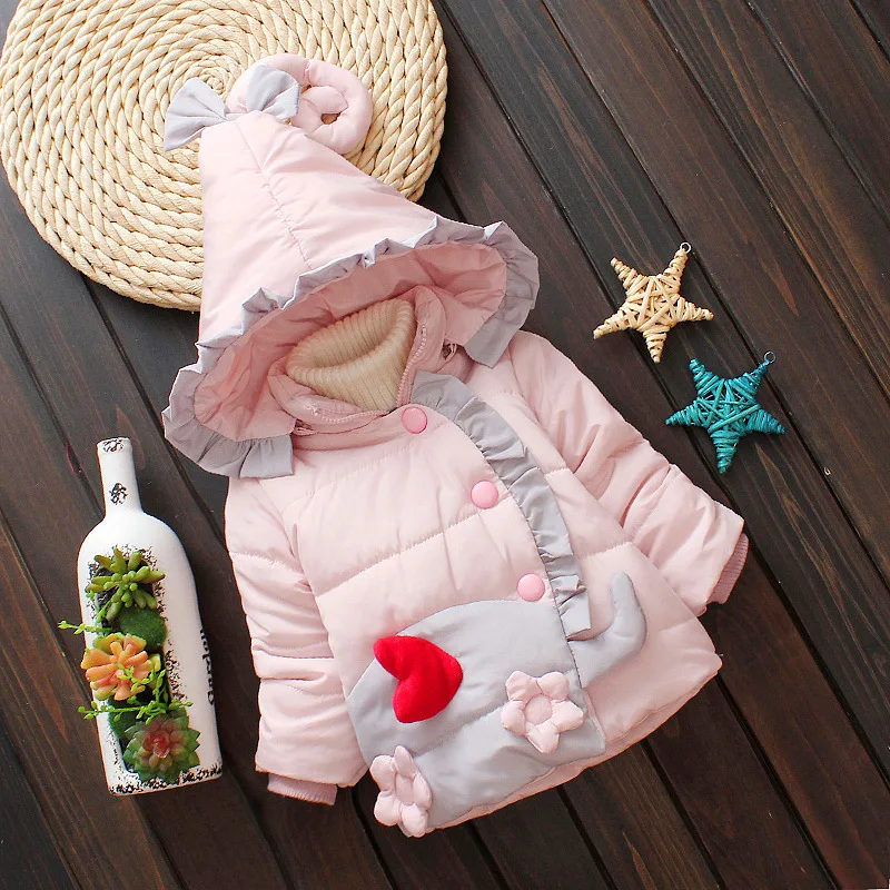 Winter Children Thick jacket for Girls Baby Cute Hooded Fleece coat Kids Down &amp Parkas 12 months - 3 year olds | Детская одежда и