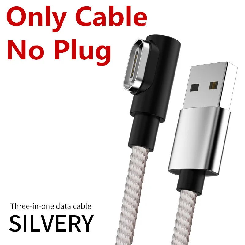 Магнитный usb-кабель на 90 градусов для быстрой зарядки huawei 3A type C Micro USB l-линия Microusb type-C магнитное зарядное устройство для samsung LG - Цвет: Only Cable no Plug