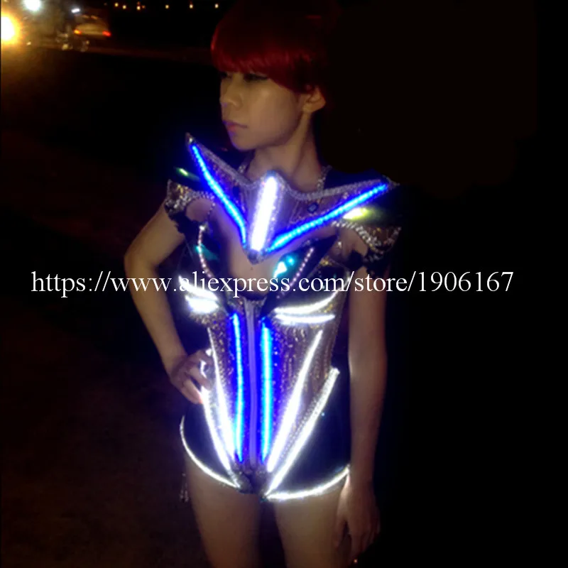 Светодиодные костюмы для бальной комнаты певицы DJ одежда сексуальная женская