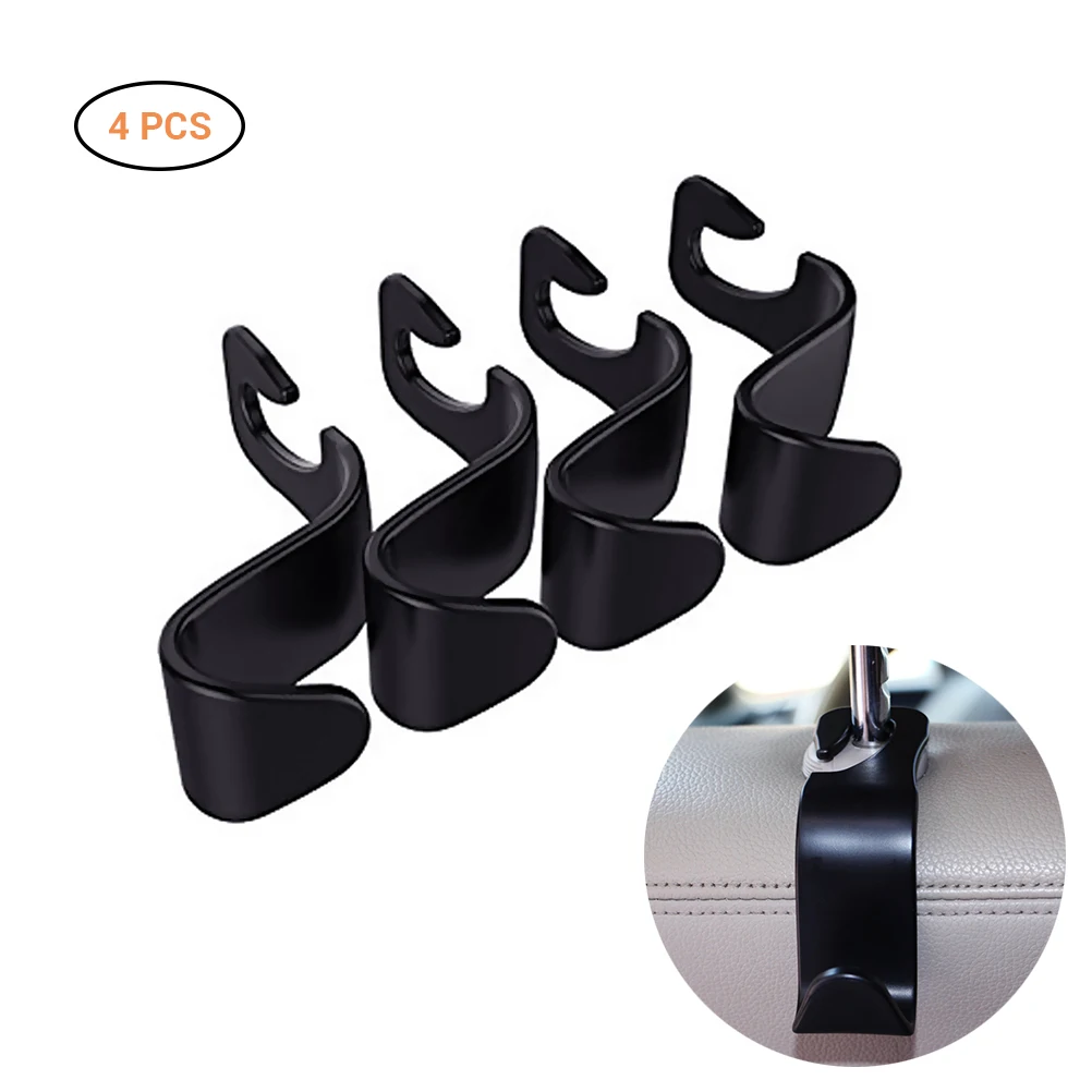 

4 Pcs PP Car Vehicle Back Seat Headrest Hook Hanger Storage for Bag Handbag Car Seat Hook Free Dropship
