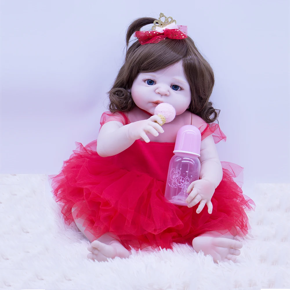 

DOLLMAI New Non-toxic Silicone reborn baby 55cm Lifelike White skin princess toddler Bonecas girl kid Christmas cute baby Toys