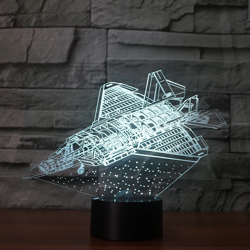 7 меняющихся цветов 3d иллюзия ночника передовая лампа самолета|night lamp|3d illusionillusion