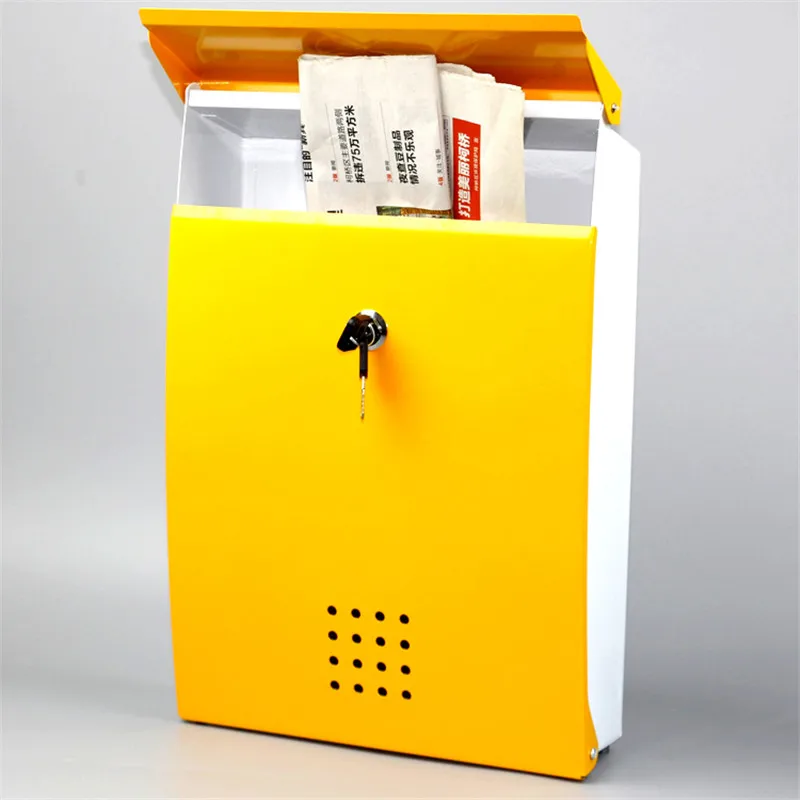 Stainless Steel Wall Mount Mail Box Letter Postal Lockable Mailbox Holder Secure Lockable Texture Mailbox