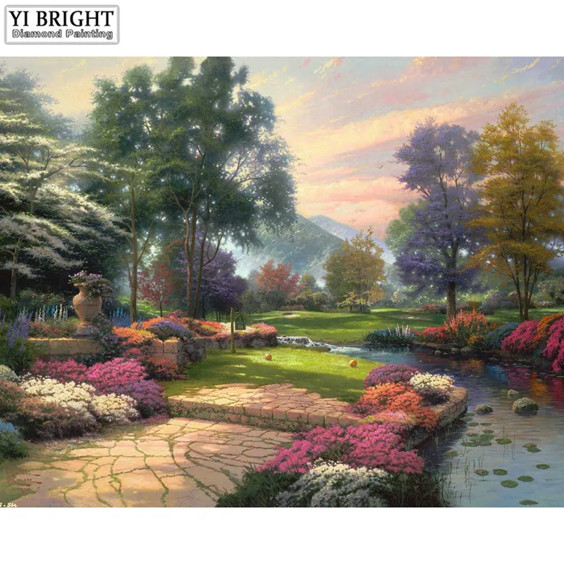 

Полностью квадратная/круглая дрель 5D DIY Алмазная картина "Горный троп" 3D вышивка крестиком Мозаика Стразы Декор подарок JCC