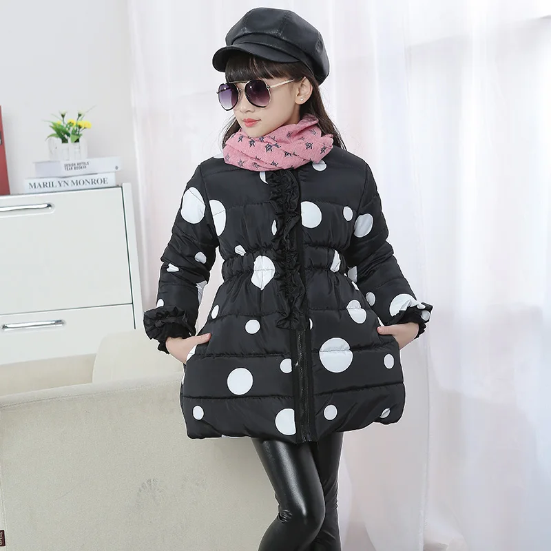 2017 девочка зима верхняя одежда ребенка хлопка-ватник средней длины ребенок