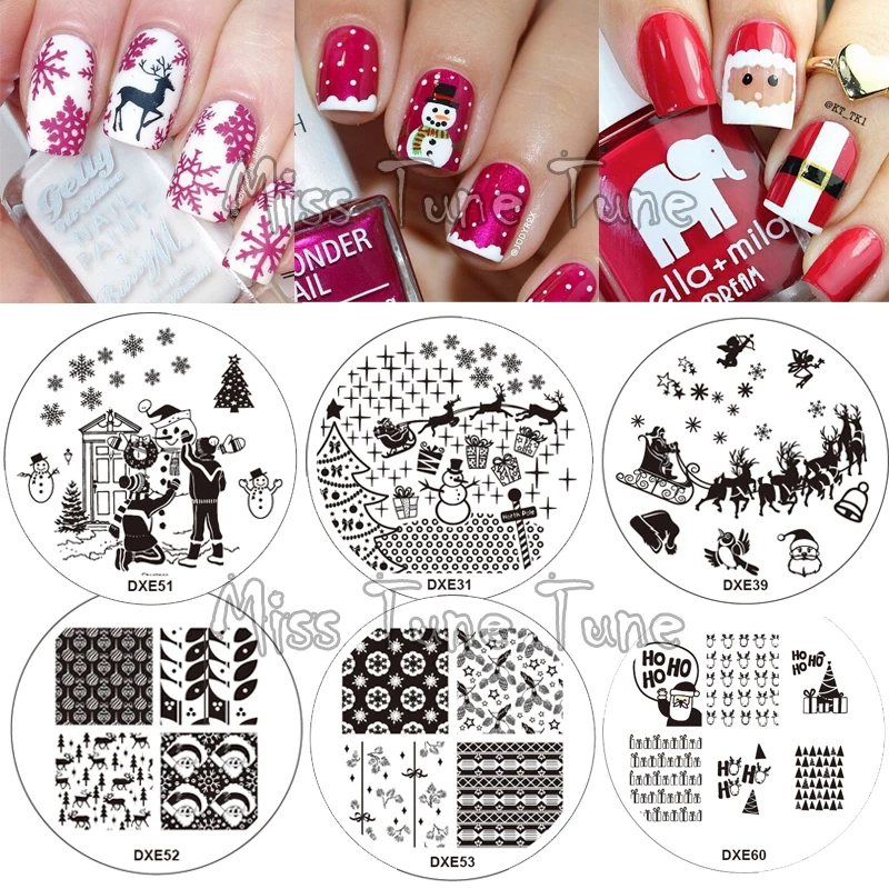 30 стилей рождественские шаблоны тиснения ногтей штамп пластина печать