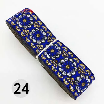 24 7 м/лот, тканая жаккардовая лента шириной 3,3 см, отделка геометрическим тотемным узором для штор и аксессуаров одежды, кружевная ткань HB188 - Цвет: 24