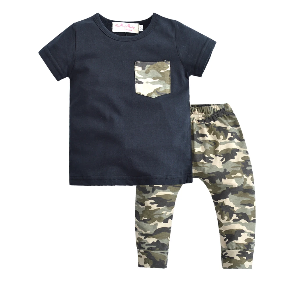New 2020 Summer Newborn Baby Boys Clothes Cotton Short sleeve T-shirt+Casual Camouflage Pants Infant Clothing Set
