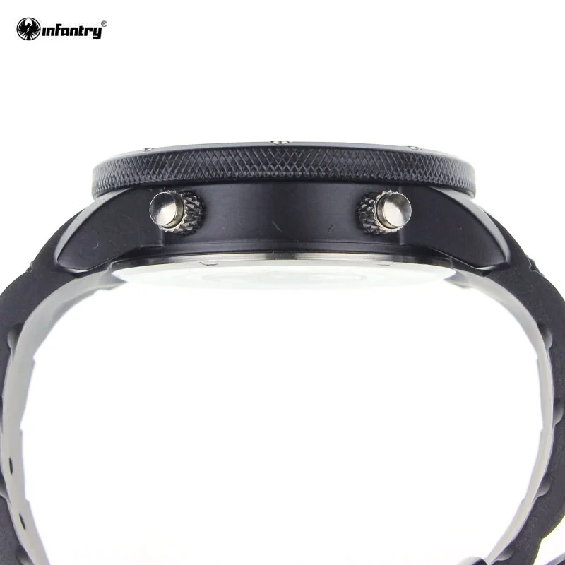Пехота Бренд черные мужские Часы цифровой Дисплей черный каучуковый ремешок