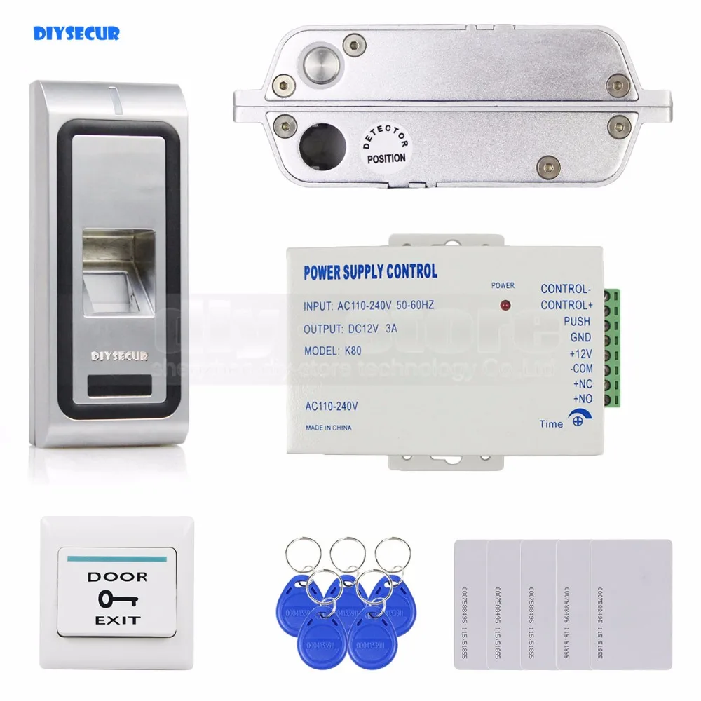 DIYSECUR Электрический врезной замок отпечатков пальцев 125 кГц RFID считыватель ID карт