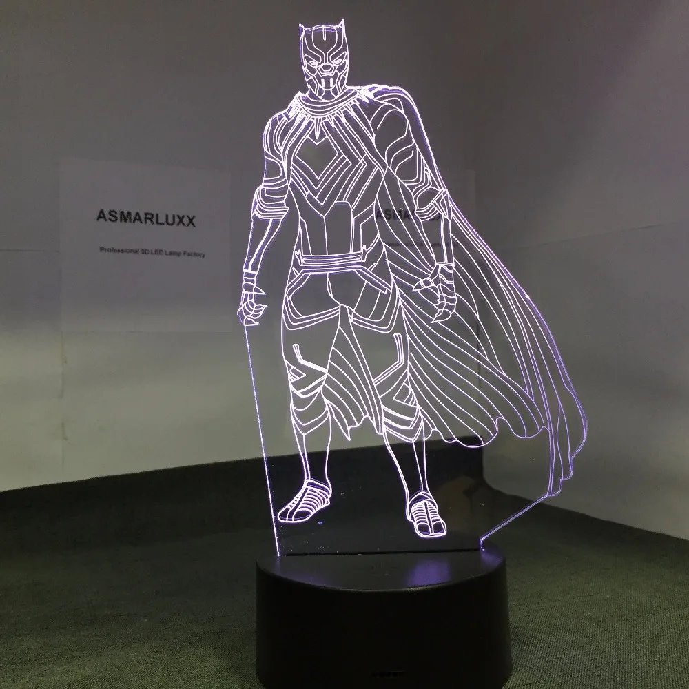 3D LED черный пантера ночной Светильник USB сенсорный светящийся супер герой Тор