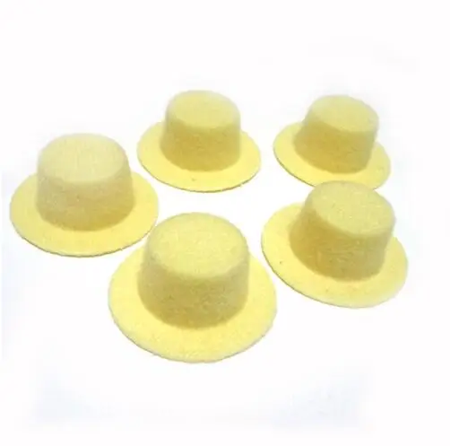yellow 100 шт./лот, вечерние мини-шляпы из фетра для куколки, аксессуары для волос, самодельная мини-шляпа 4 см, BJD, кукольная шляпа - Цвет: yellow