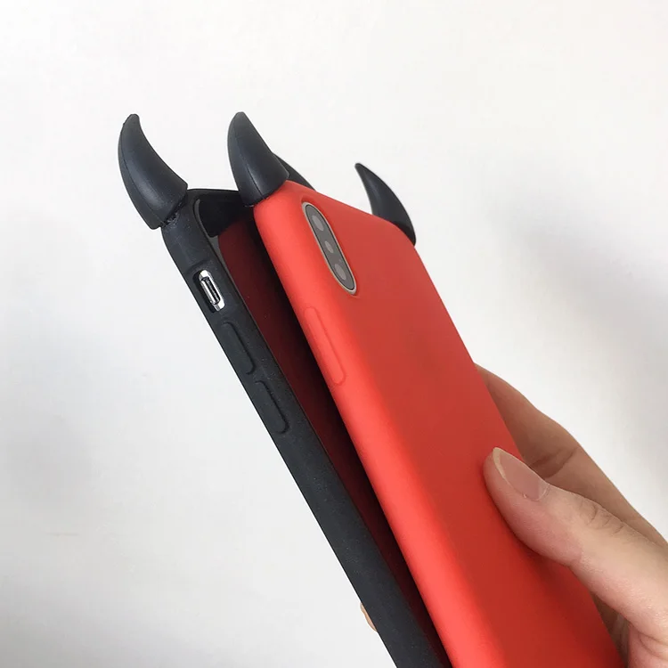 Мягкий силиконовый черный красный чехол S10 S9 S8 Devil Horns Demon Angle Cover для Samsung galaxy A10 A20E A30