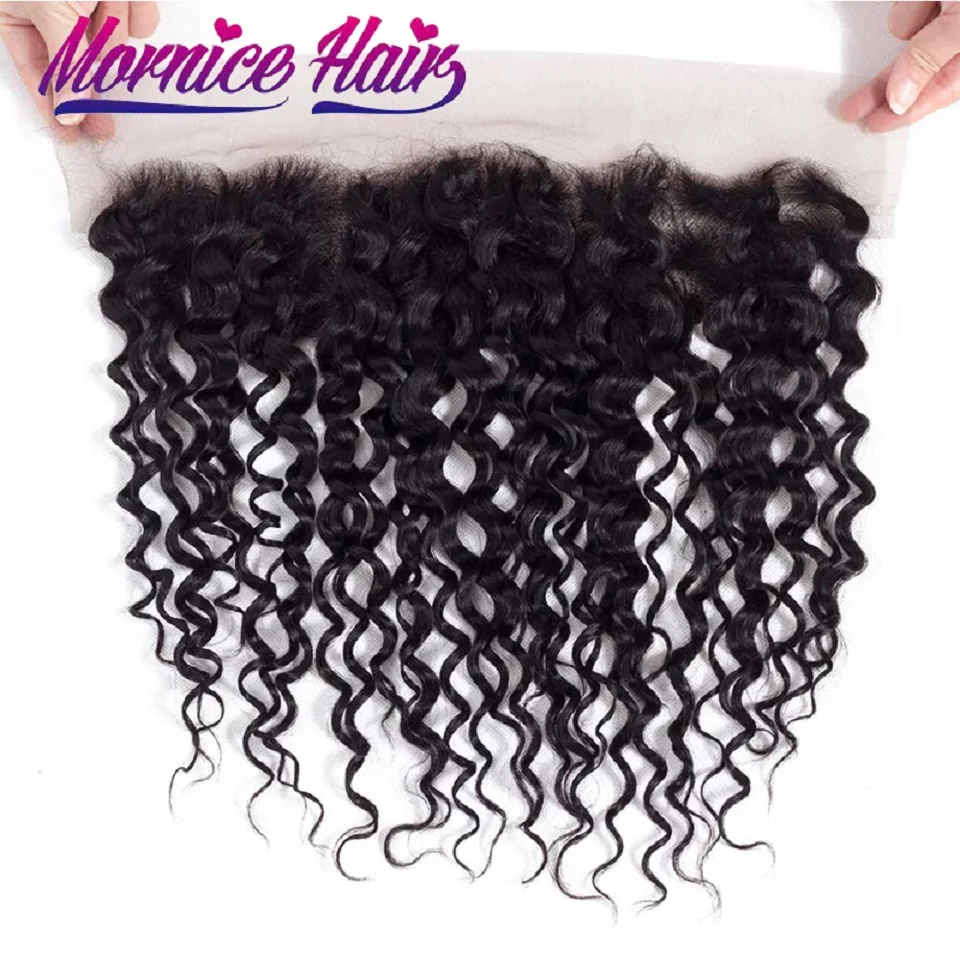 Mongolian Water Wave Lace Frontal Free Part 13x4 Ear to With Baby Hair Natural Color Non Remy Extension Mornice | Шиньоны и парики