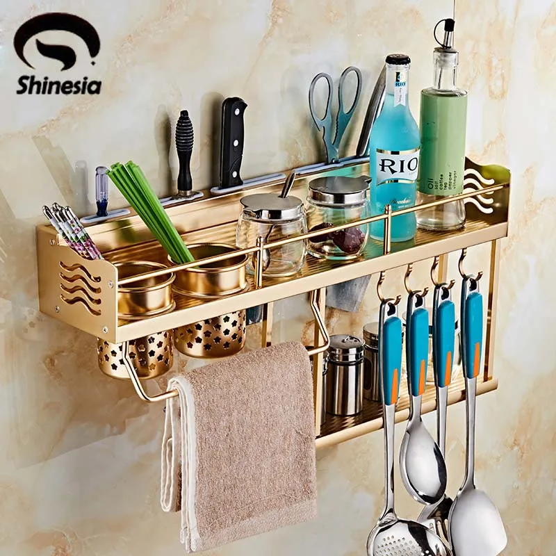 Золотая кухонная полка для хранения специй алюминиевая шкафа и кладовой