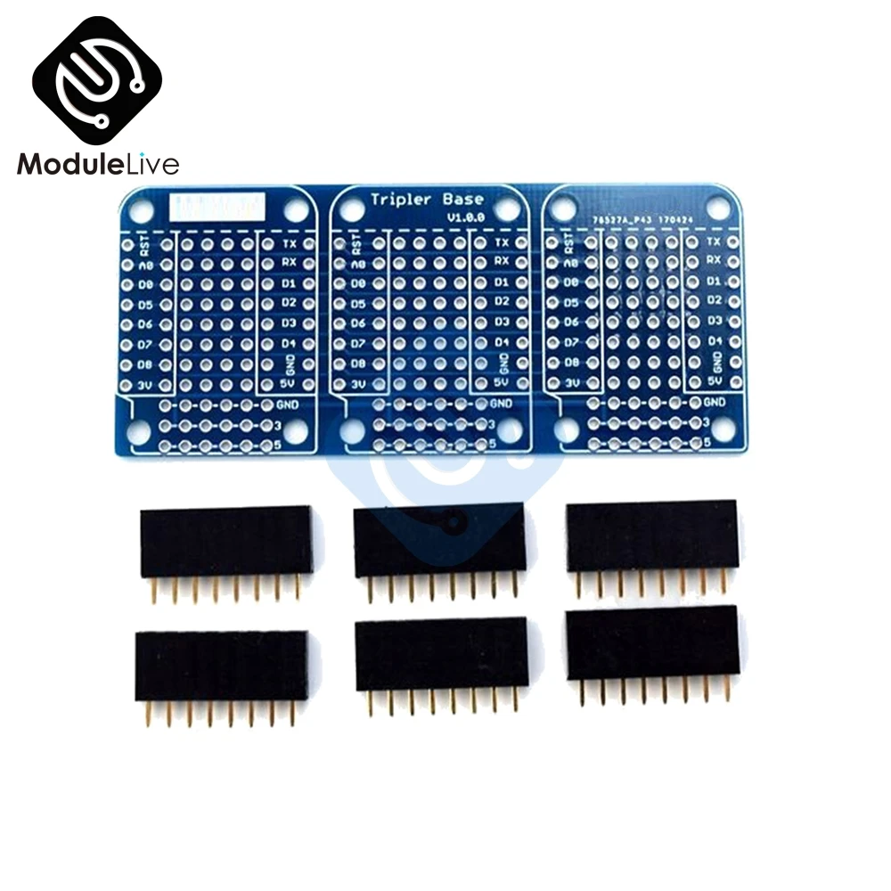 Для Wemos D1 Mini Triple Socket Triplet Basic Shield совместимая с ESP8266 макетная Базовая плата модуль