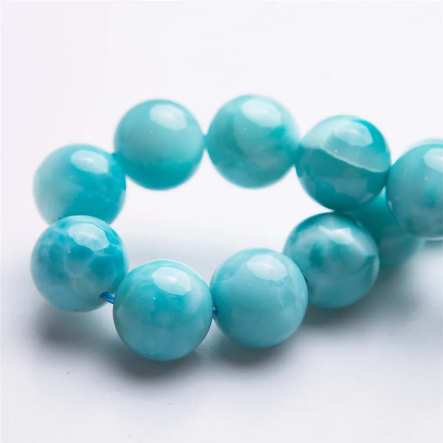 12 мм настоящий синий натуральный браслет из ларимара заживляющий кристалл