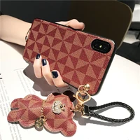 cute 3d hanging bear phone cover case for iphone x 11 12 mini pro xs max xr 10 8 7 6 6s plus luxurious pu leather coque fundas