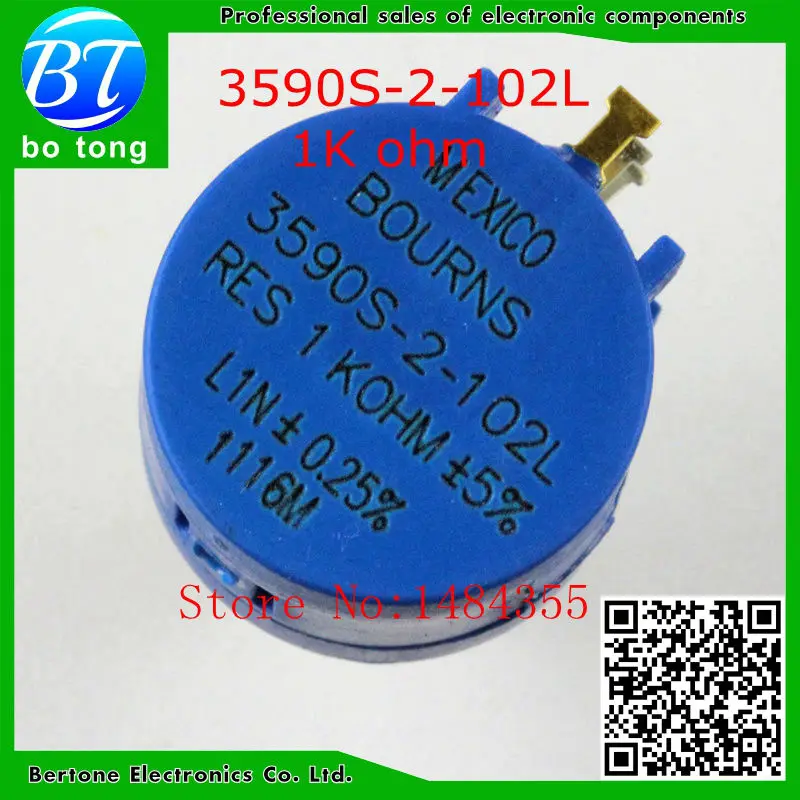 1 шт. прецизионный многооборотный потенциометр 3590S-2-102L 3590S 1K Ом 10 колец