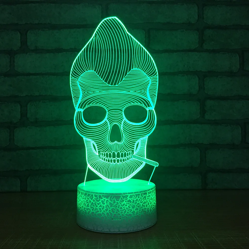 Crake White Base Monkey Skeleton Skull 7 Colors Burst Led Night Lamp for Kids Touch USB Table Baby Sleeping Nightlight Drop Ship | Освещение