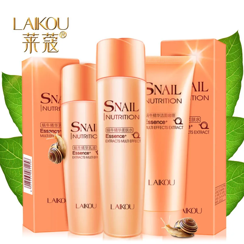 LAIKOU 3 шт./лот набор для ухода за кожей лица с улиткой в том числе Snail Essence глубокое