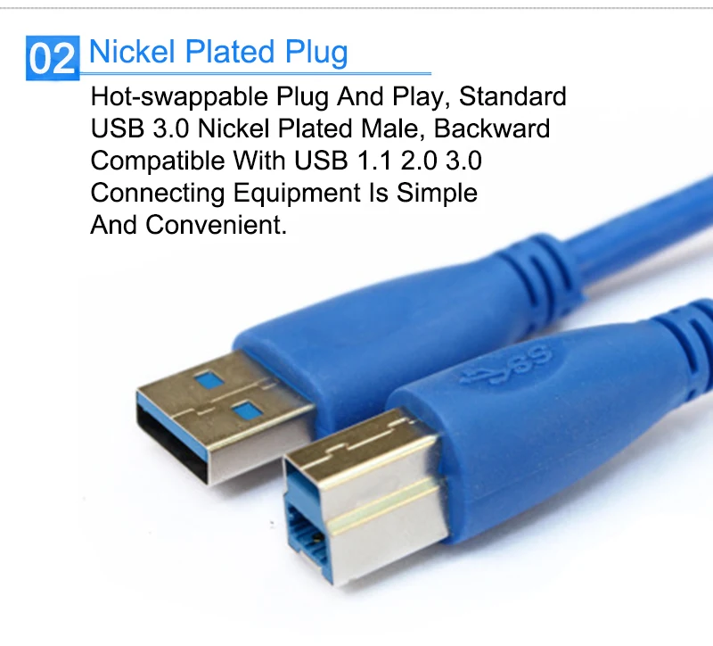 USB 3,0 кабель для принтера тип A штекер B Мужской Сканер USB3.0 высокоскоростной шнур для печати данных для HDD цифровой камеры веб-камеры принтера