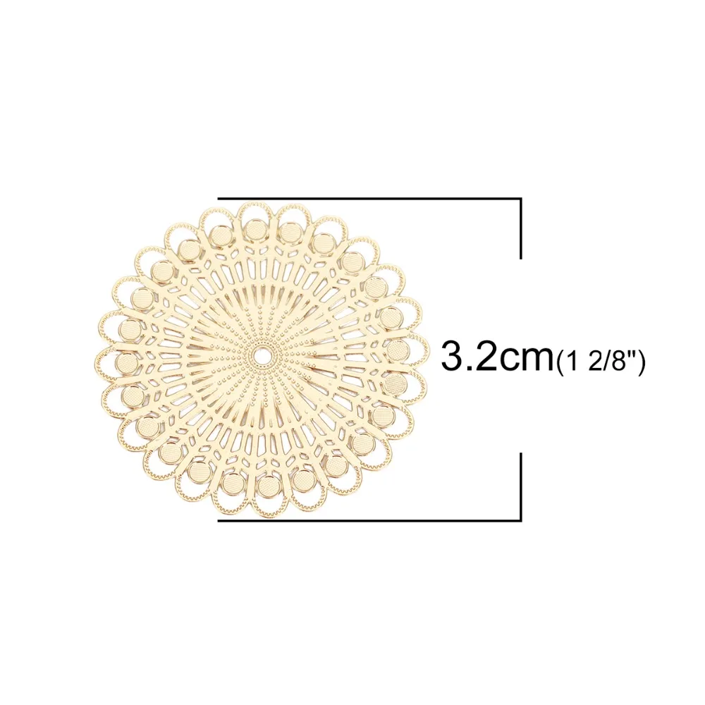 DoreenBeads Fashion Iron Based Alloy Filigree Stamping Connectors Flower Silver Color Gold DIY Charms 32mm Dia 10 PCs | Украшения и