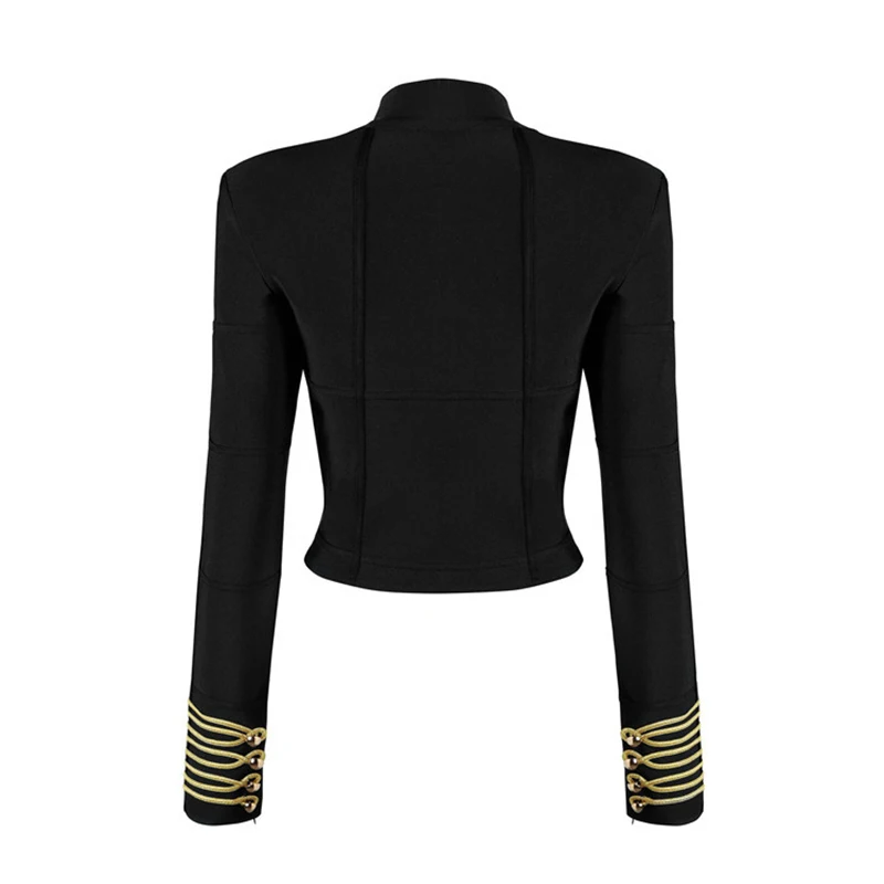Женский короткий топ с длинным рукавом подиумная черная или золотистая куртка из
