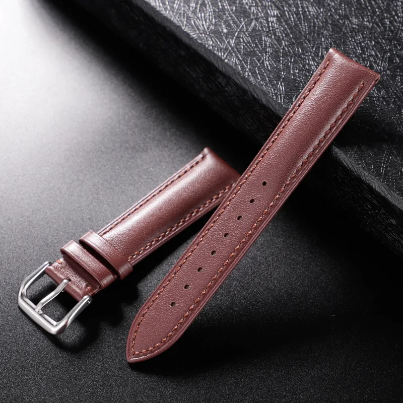 REMZEIM Leather Watchband Strap 16 / 18 / 20 / 22 / 24 MM Stainless Steel Buckle Men Women Replace Band Watch Accessories