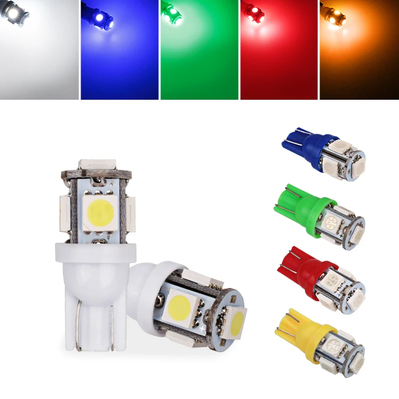 

10 шт. T10 синий красный белый светодиодный светильник для салона s T10 5SMD 5050 Автомобильный светодиодный 194 168 W5W Автомобильная боковая световая п...