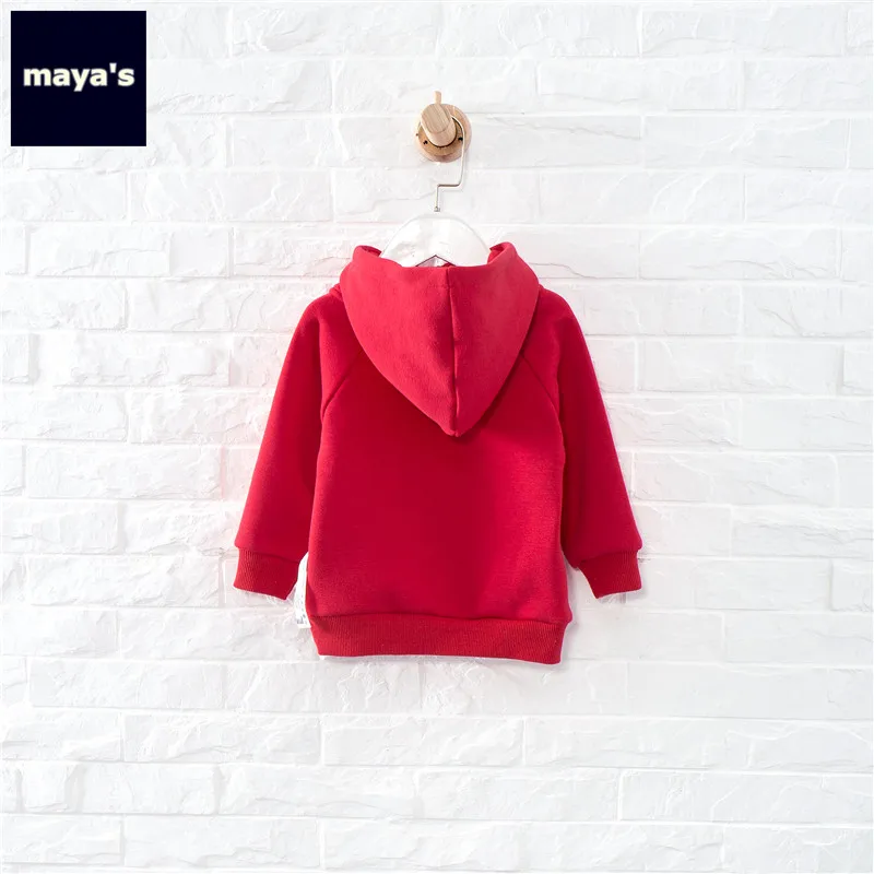 Mayas/модные красные хлопковые детские свитшоты новые весенние однотонные