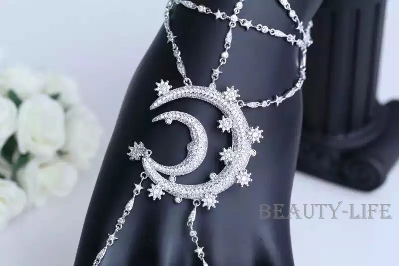 Новинка Луна Звезды ссылка палец кольцо цепь ручной браслет Palm Шарм