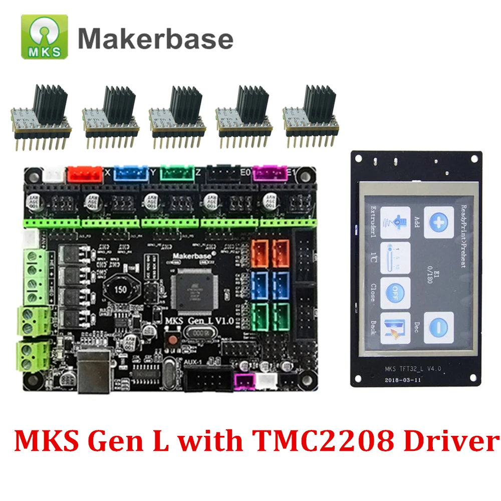 3d принтер плата управления MKS Gen L V1.0 и MKS TFT32 5 шт. TMC2208 драйвер с радиатором совместимый для Ramps1.4/Mega2560 R3