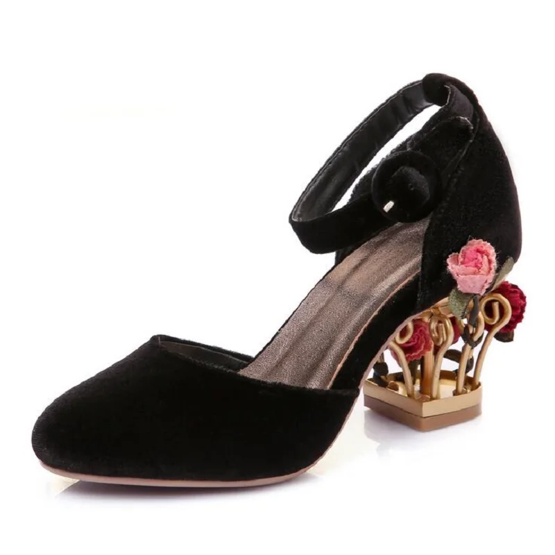 Женские бархатные босоножки на квадратном каблуке большие размеры|fashion sandals|sandals