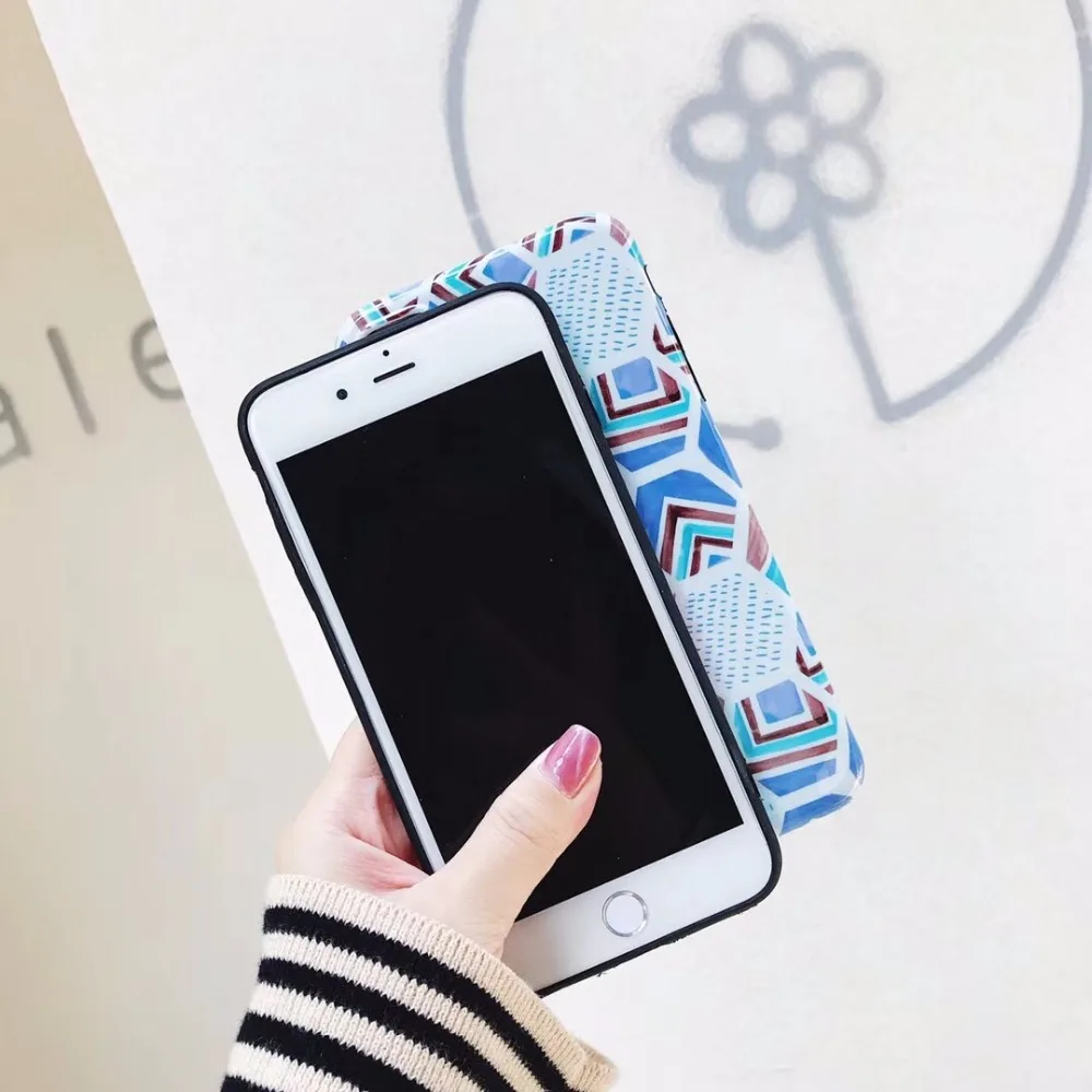Candy Color Marble Phone Case For iphone X 6S 6 7 8 Plus Funny Geometry Splice Pattern Cases Retro Cover |
