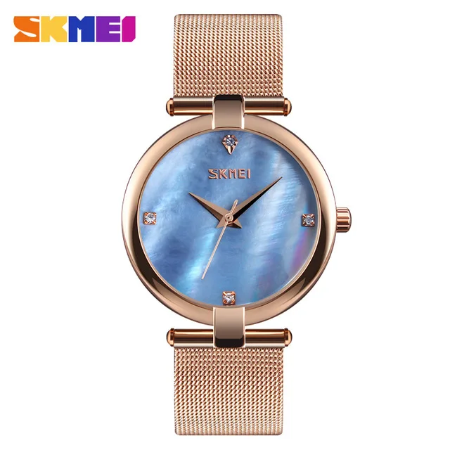 SKMEI часы montre femme женские кварцевые Роскошные повседневные из нержавеющей стали