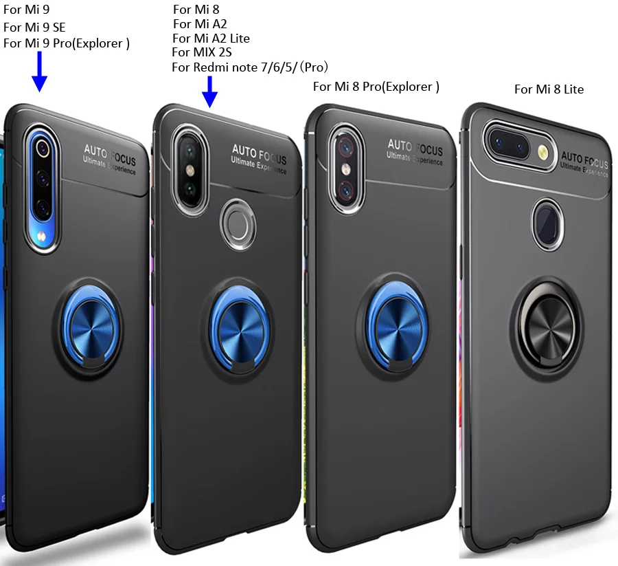 Магнитный чехол для автомобиля для Xiao mi 9 mi 8 SE mi A2 Lite Red mi Note 7 6 5 Pro 7A держатель кронштейн мягкое кольцо из ТПУ держатель для пальца