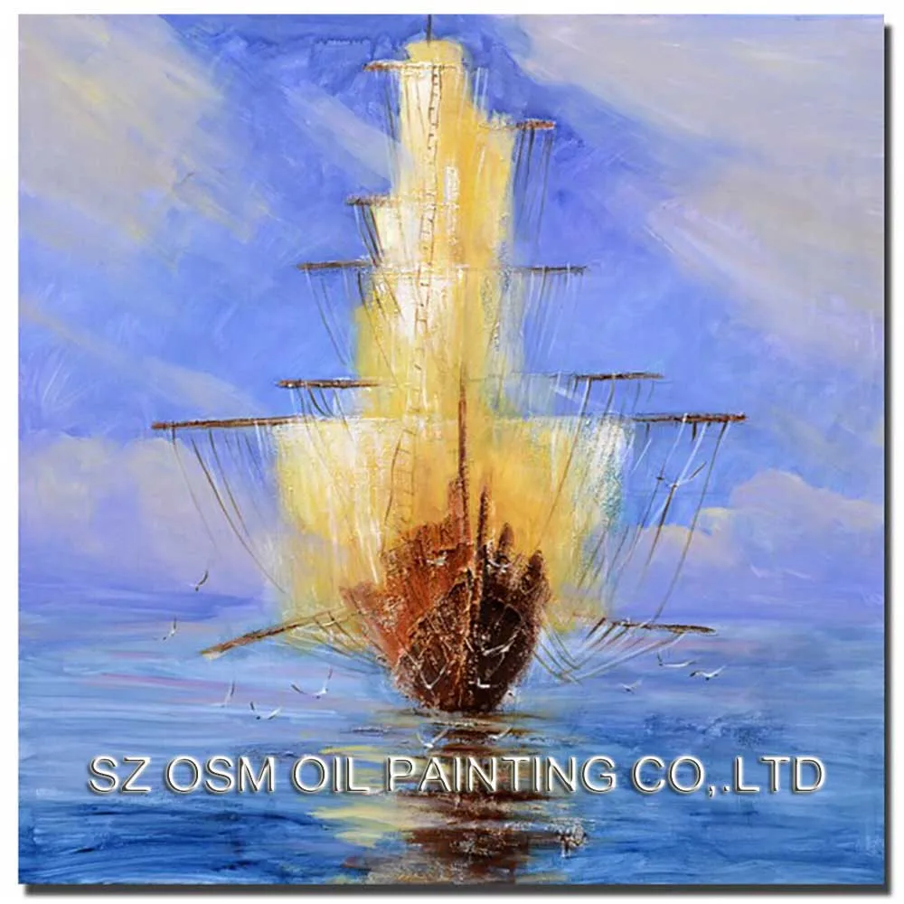 Популярная художественная живопись с лодкой домашнее украшение абстрактная