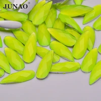 junao 100pc 822mm lemon yellow color crystal drop flat back rhinestones resin stones non sewing strass applique for diy clothes